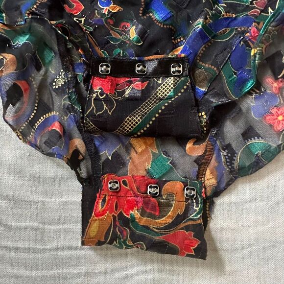 NEW Vtg VICTORIA'S SECRET Gold Label Dark Floral Sheer Teddy Nightie Bodysuit P - Picture 11 of 15